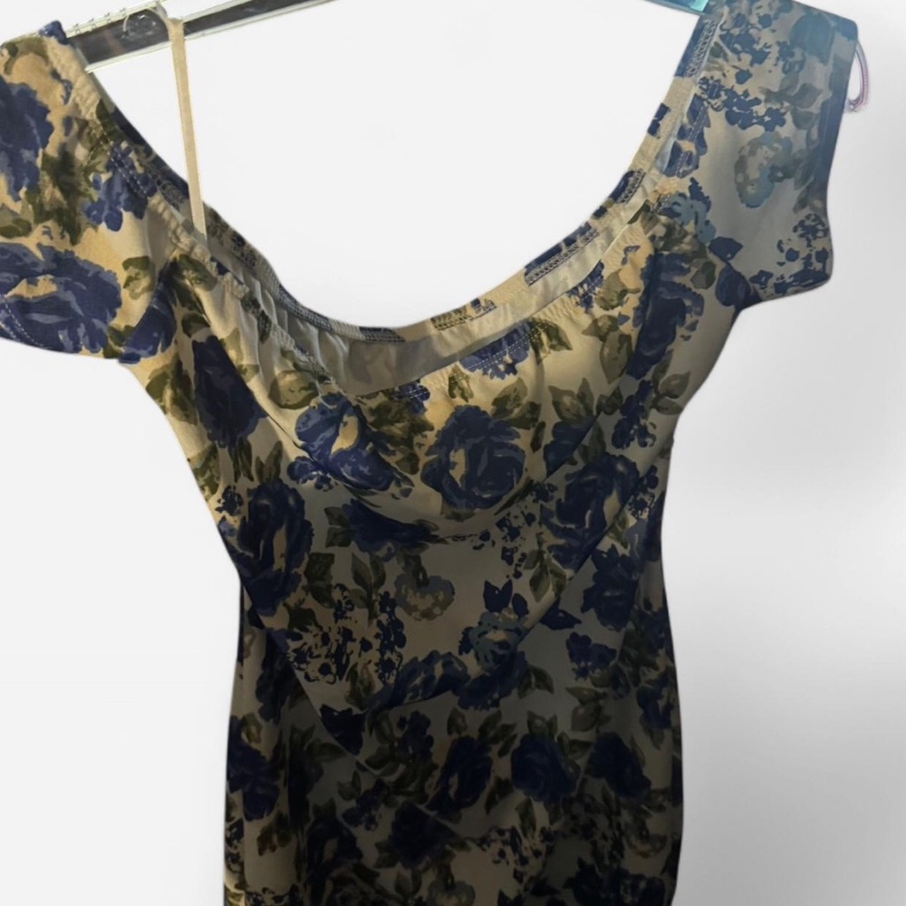 Blue and cream colored floral summer dress